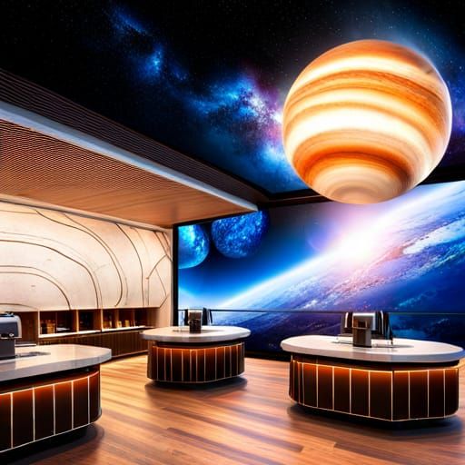 Cosmic Coffee Shop with Galactic Views