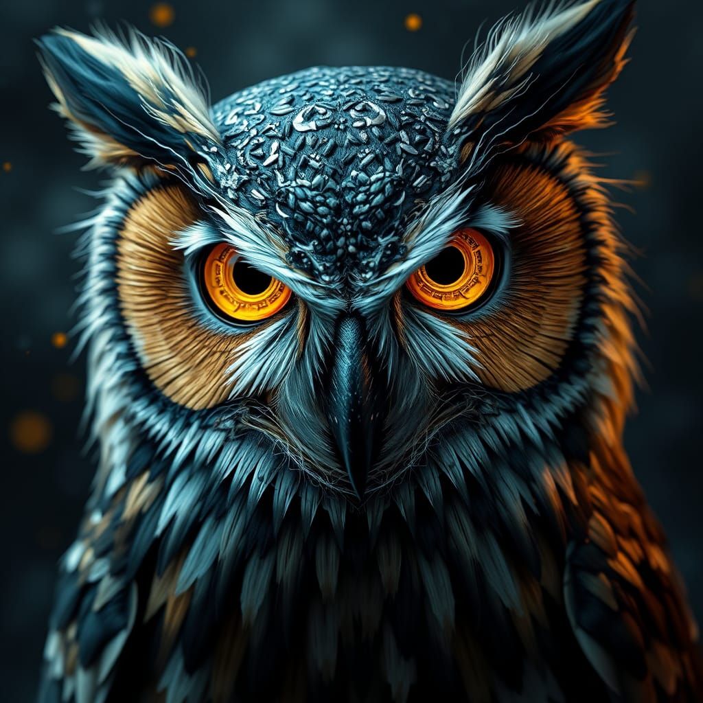 Captivating Owl with Yellow Eyes as String Art