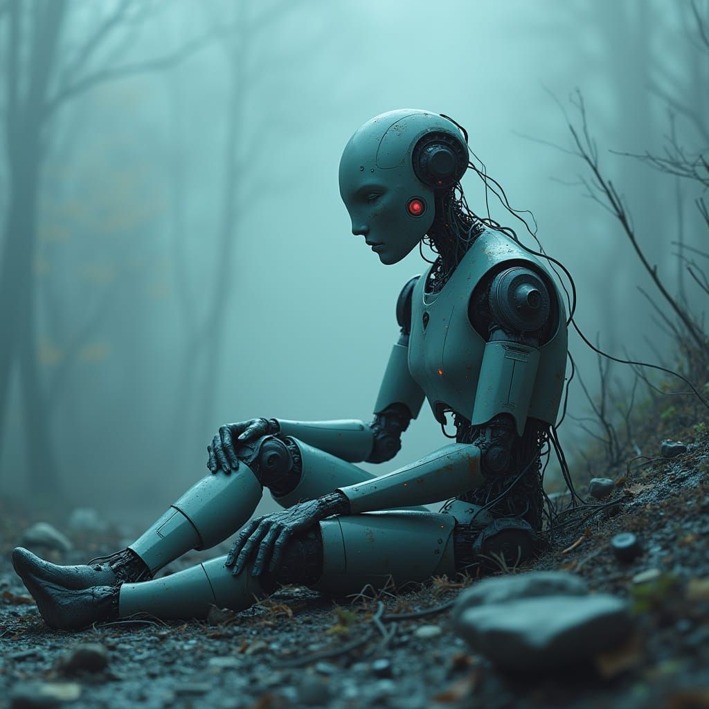 A Futuristic Android in a Dystopian Landscape, in Cyberpunk ...