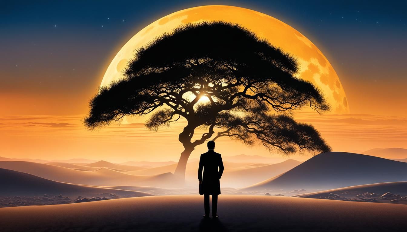 Dreamy Desert Silhouette in Ghibli Style