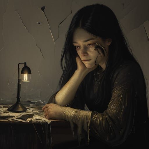 A Young Woman's Desperate Solitude in Golden Light