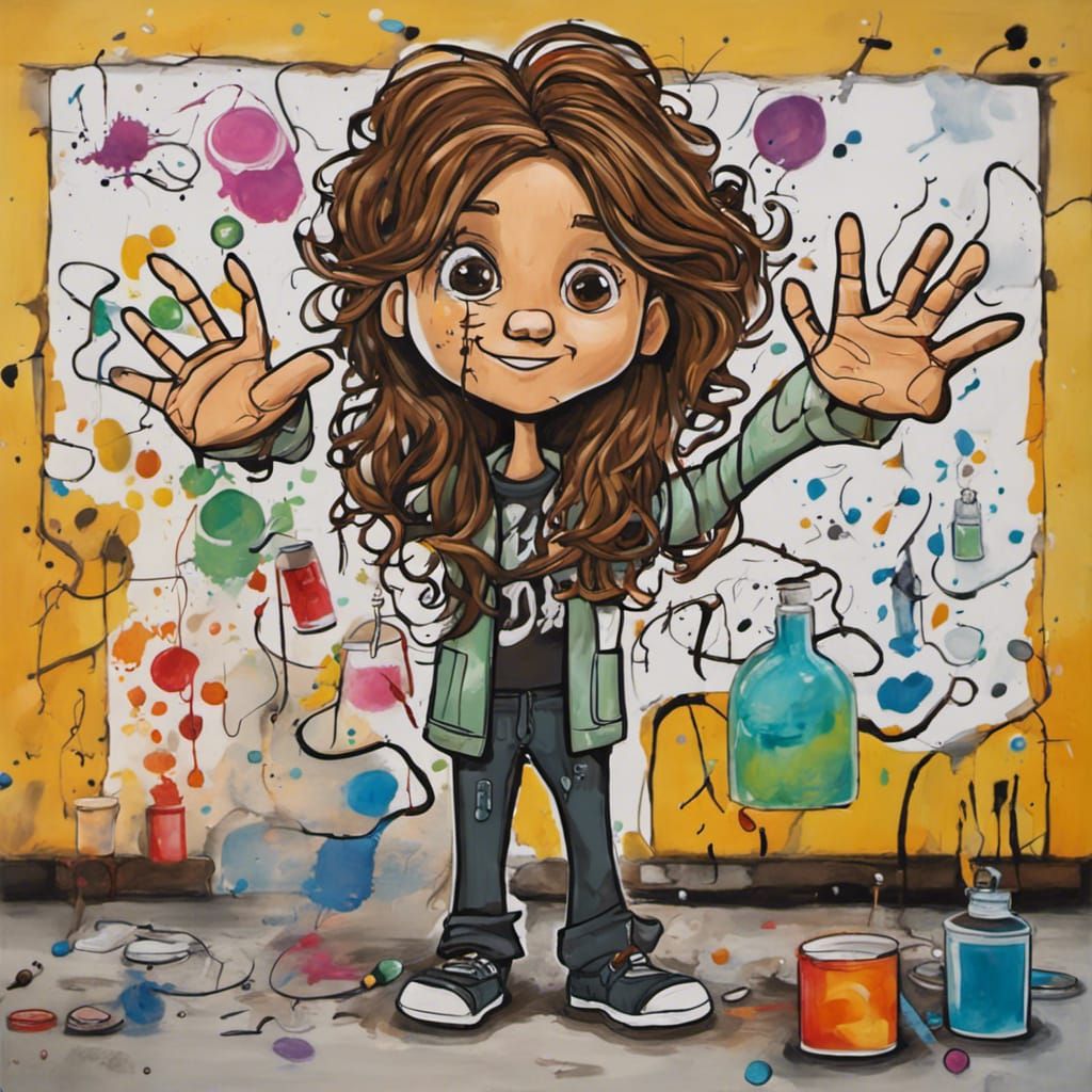 Animated Science Teacher Teaching About Cells in Graffiti St...