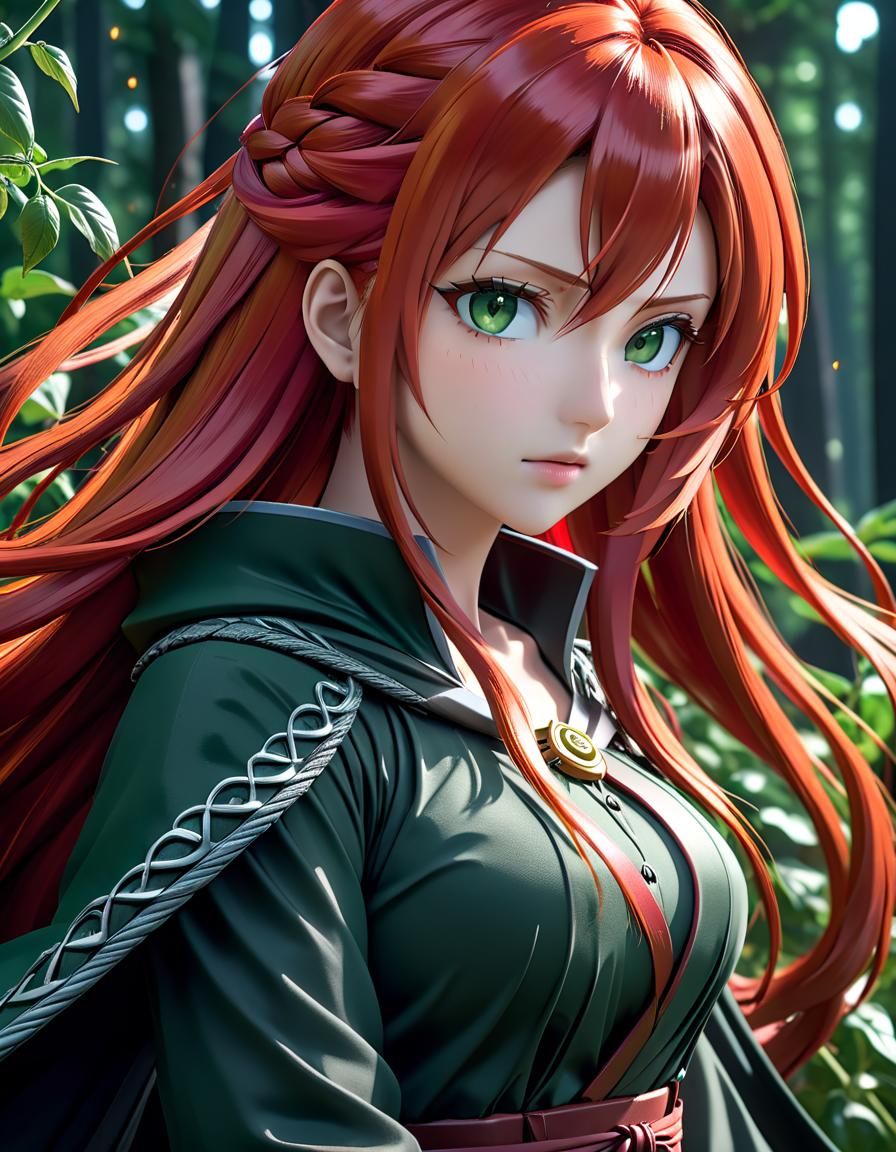Anime Portrait of Kushina in Dark Fantasy Style