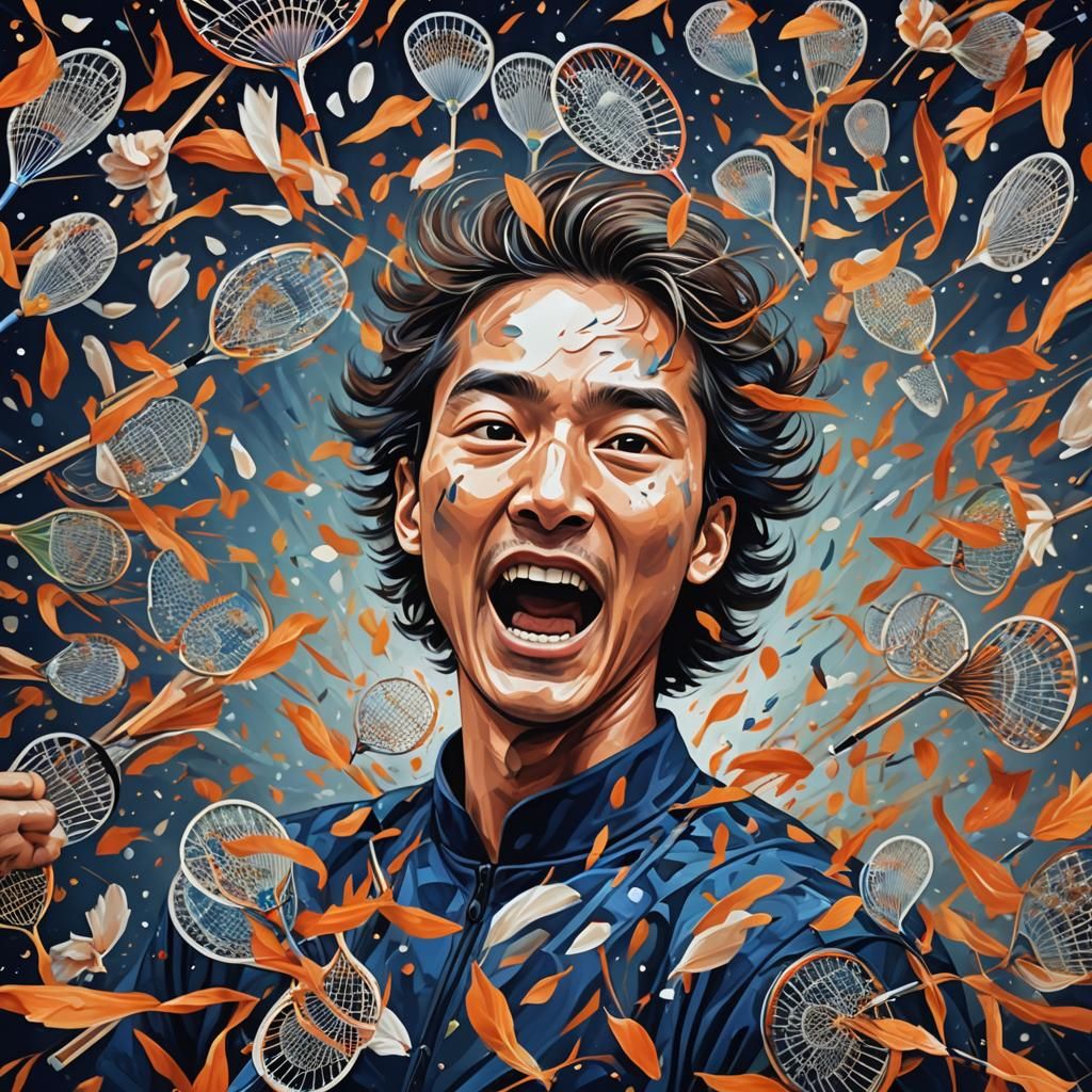 Surreal Shuttlecock Explosion in Iridescent Colors