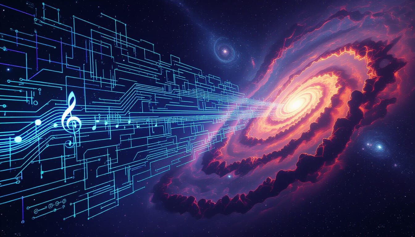 Cosmic Waterfall of Circuitry in Deep Space