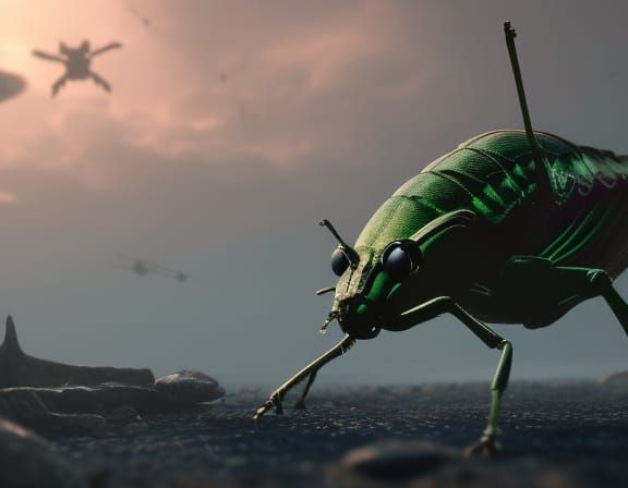 Grasshopper Invasion: Cinematic Sci-Fi Concept Art