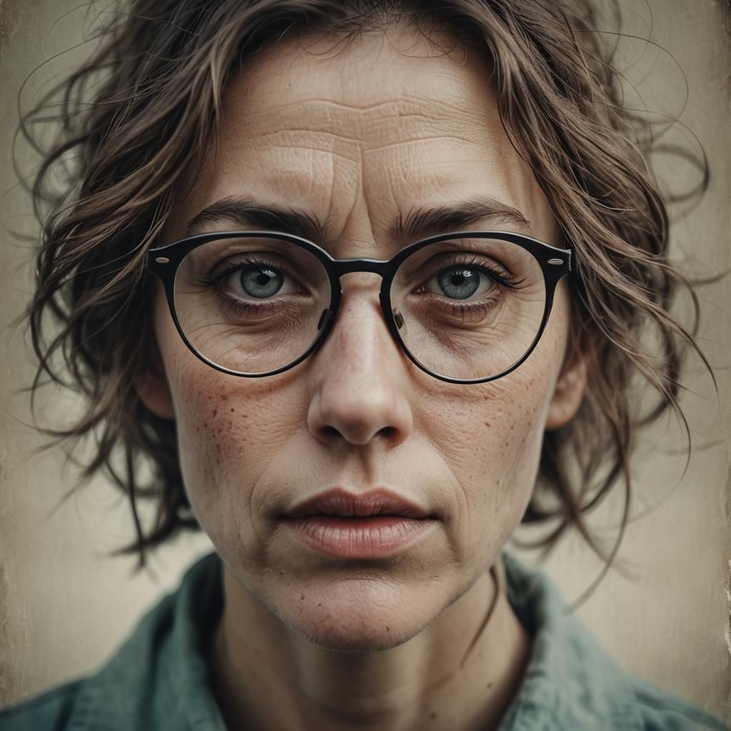 Emotive Portrait of Woman in Glasses
