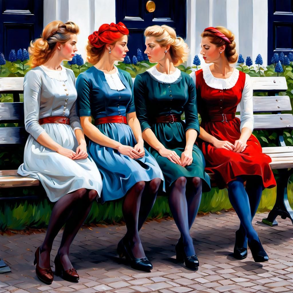Danish Girls in Copenhagen as Oil Painting