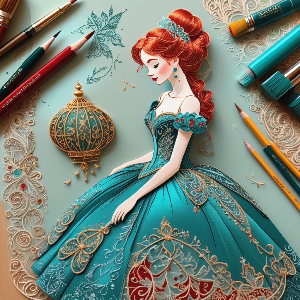 Teal Ball Gown Design: Digital Matte Painting