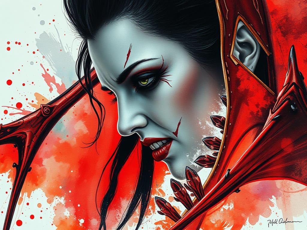 Demonic Bride of Dracula in Hyperrealism Style