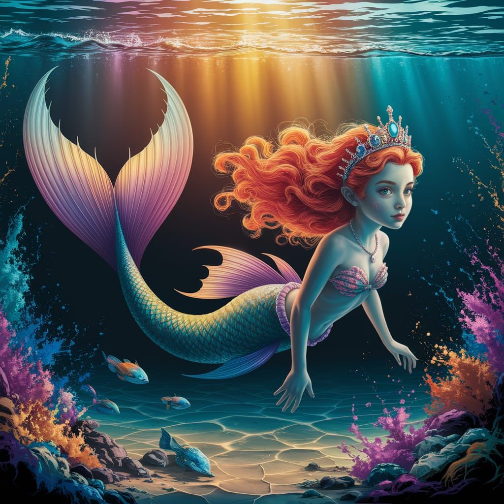 Vibrant Mermaid Graffiti Art