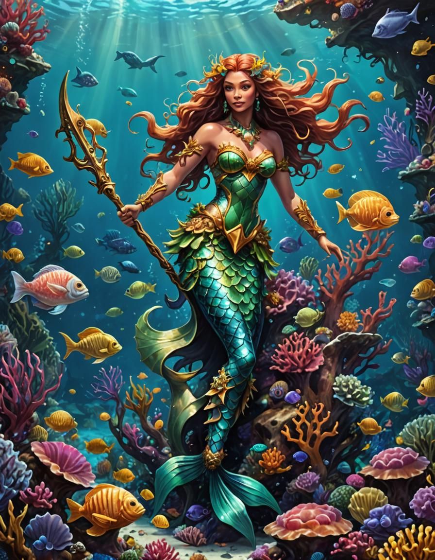 Majestic Mermaid Triton Guardian of Sunken Ship