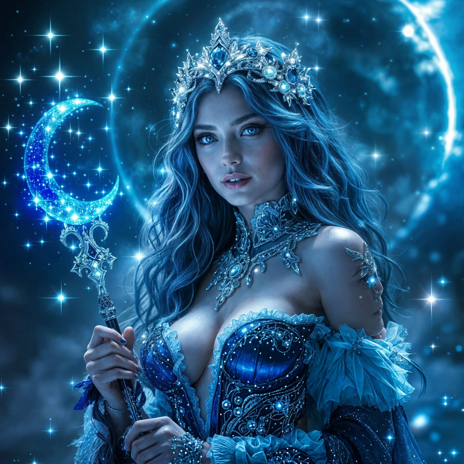 Majestic Moon Princess with Starry Hair