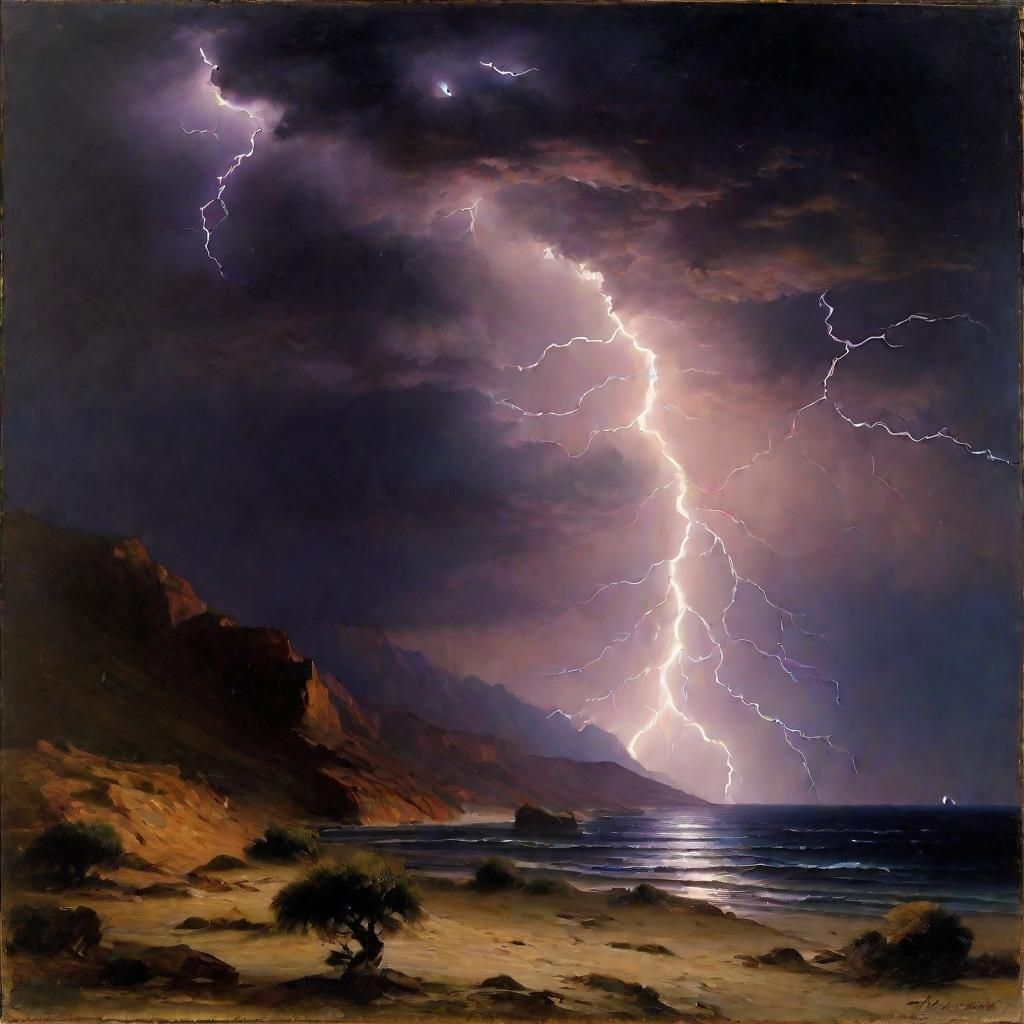 Arabian Nights Lightning Strike, Oil Painting