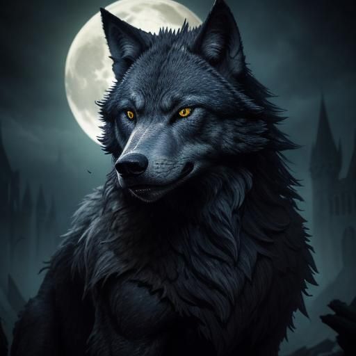 Snarling Werewolf in Ruined Cathedral: Dark Fantasy