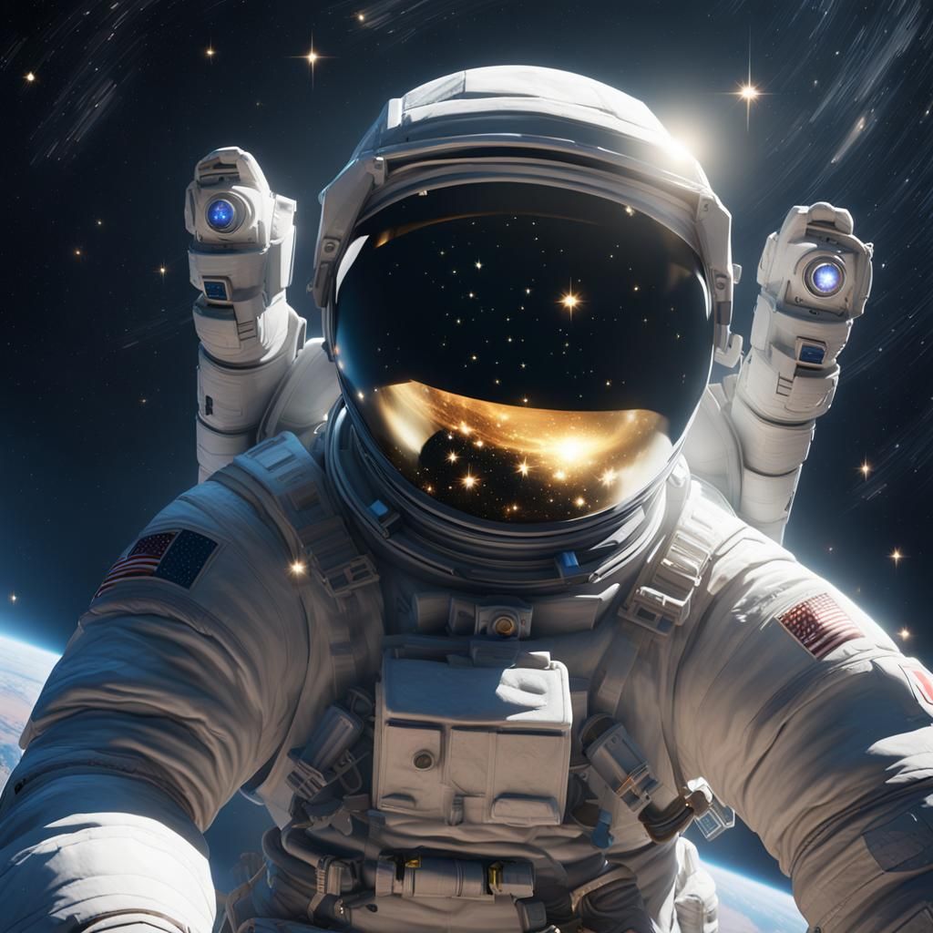 Astronaut Plucking Star in Gigantic Telescope