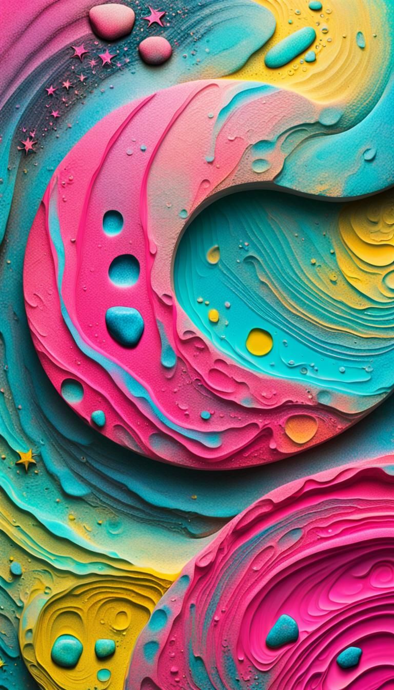 Vibrant Neon Watercolor Abstract Expressionism Close-Up