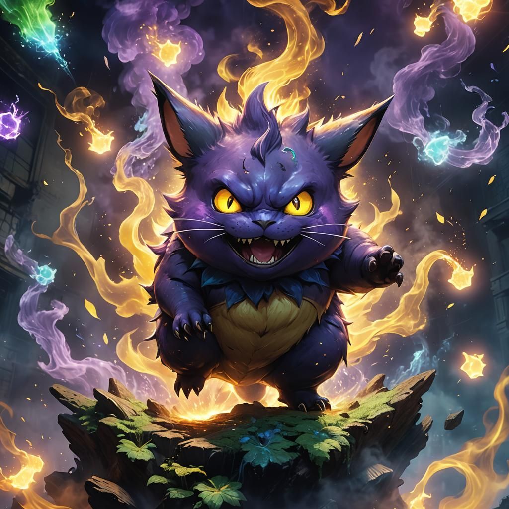 Mystical Gengar Raichu Hybrid Creature Concept Art