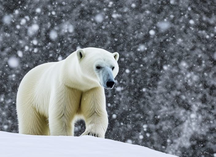Polar Bear on Snowy Mountain in 8k
