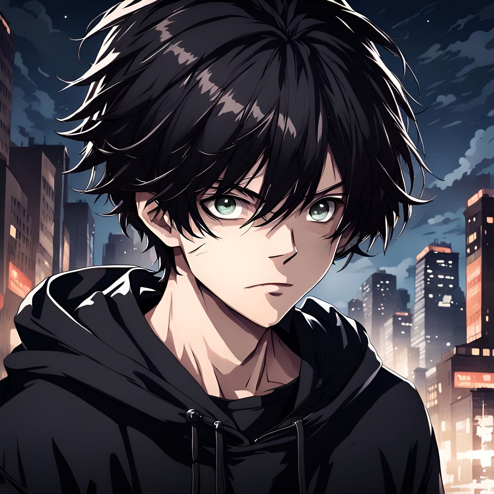 Anime Portrait of Boy with Scar in City