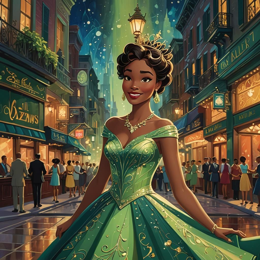 Tiana in New Orleans Jazz Club, Disney Art