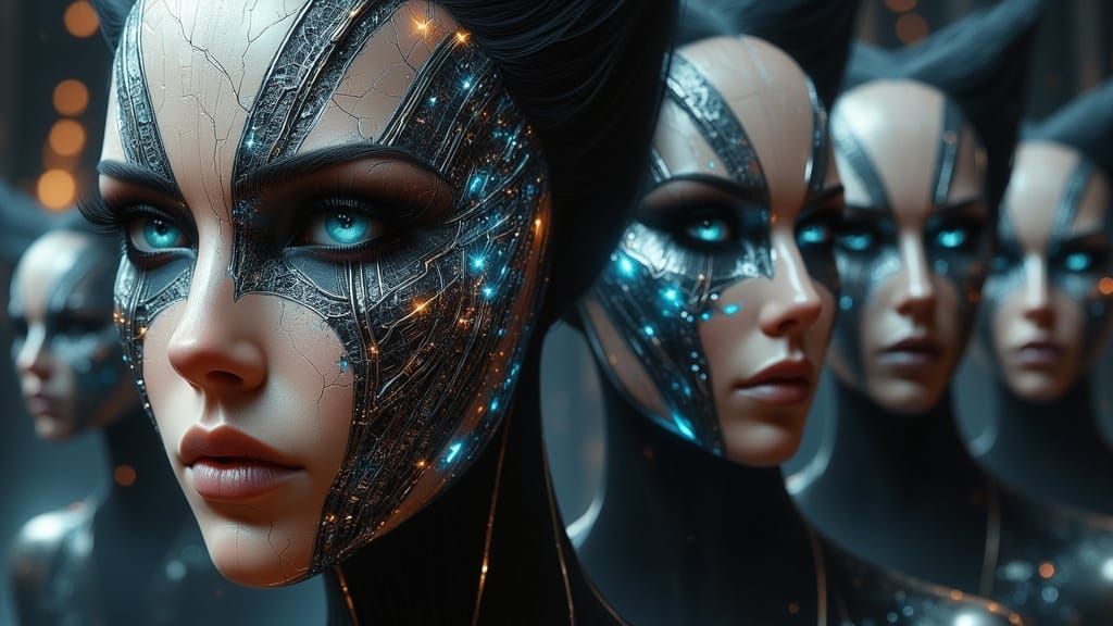 Intricate Cyber Masks in Amazon Studio