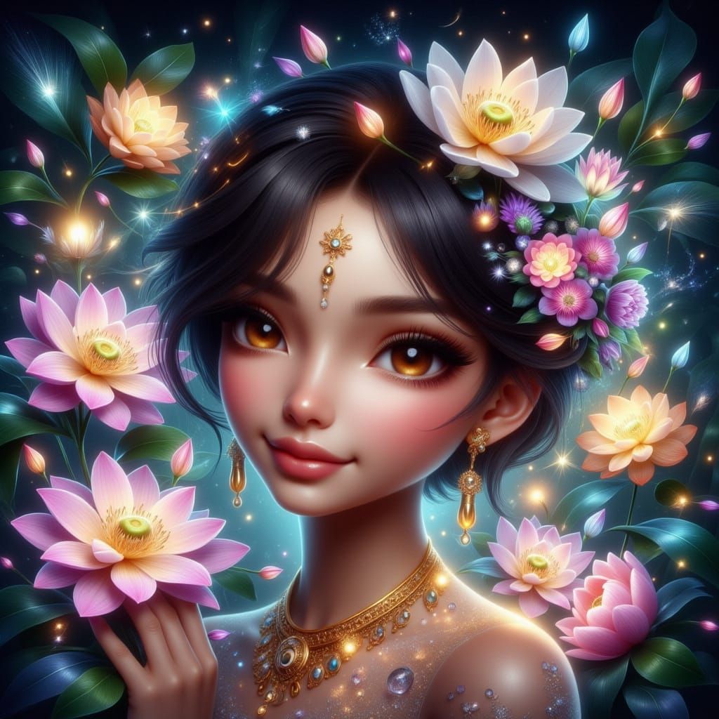 Thai Goddess of Enchantment in Vibrant Tropical Dreamscape