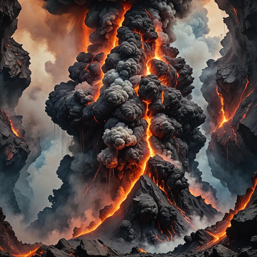 Hyperrealistic Volcanic Steam Vents in Splash Art Style