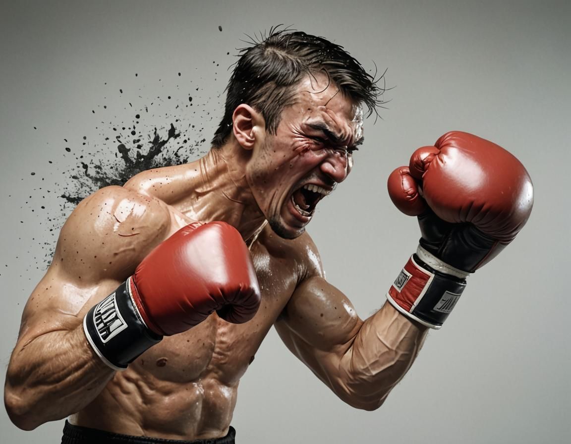 Boxing Punch in Slow Motion with Impact Detail