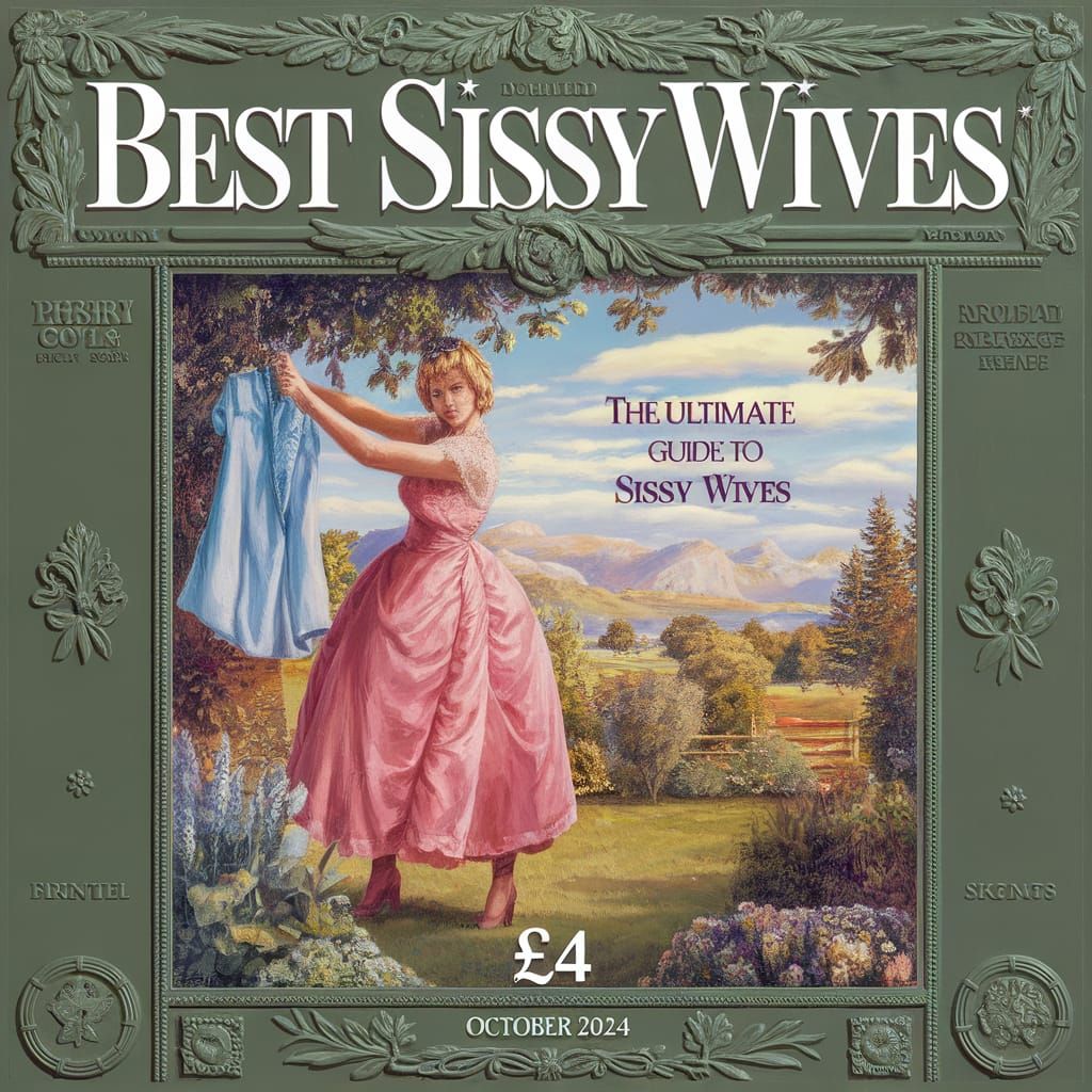 Magazine Cover: Sissy in Pink Dress Hanging Clothes