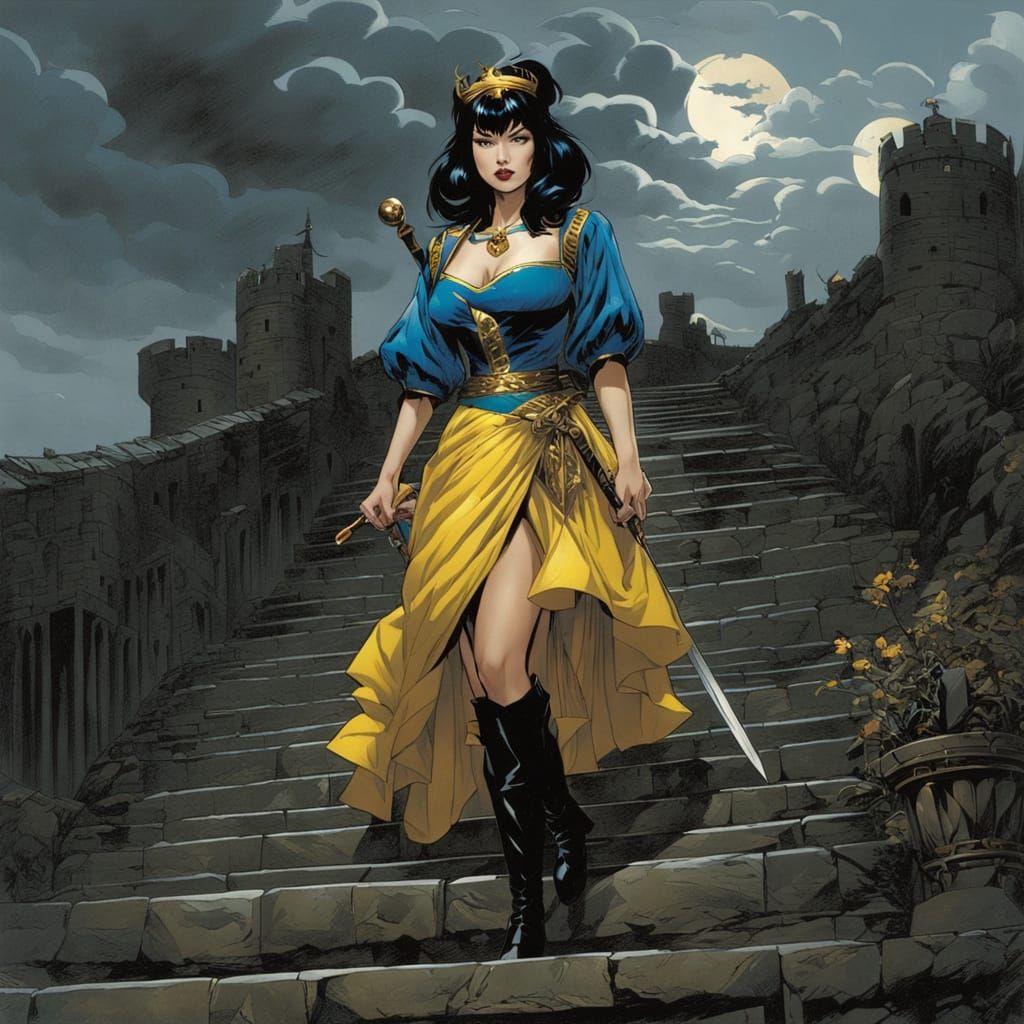 Samurai Snow White Illustration in Adam Hughes Style