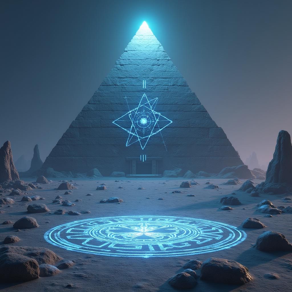 Pyramid on Moon with Borromean Symbol