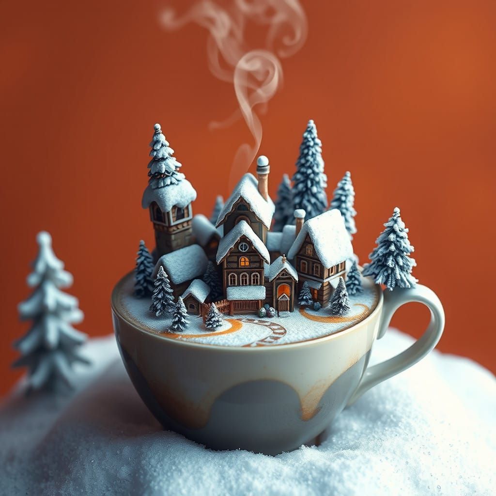 Faerie Village in a Latte Cup