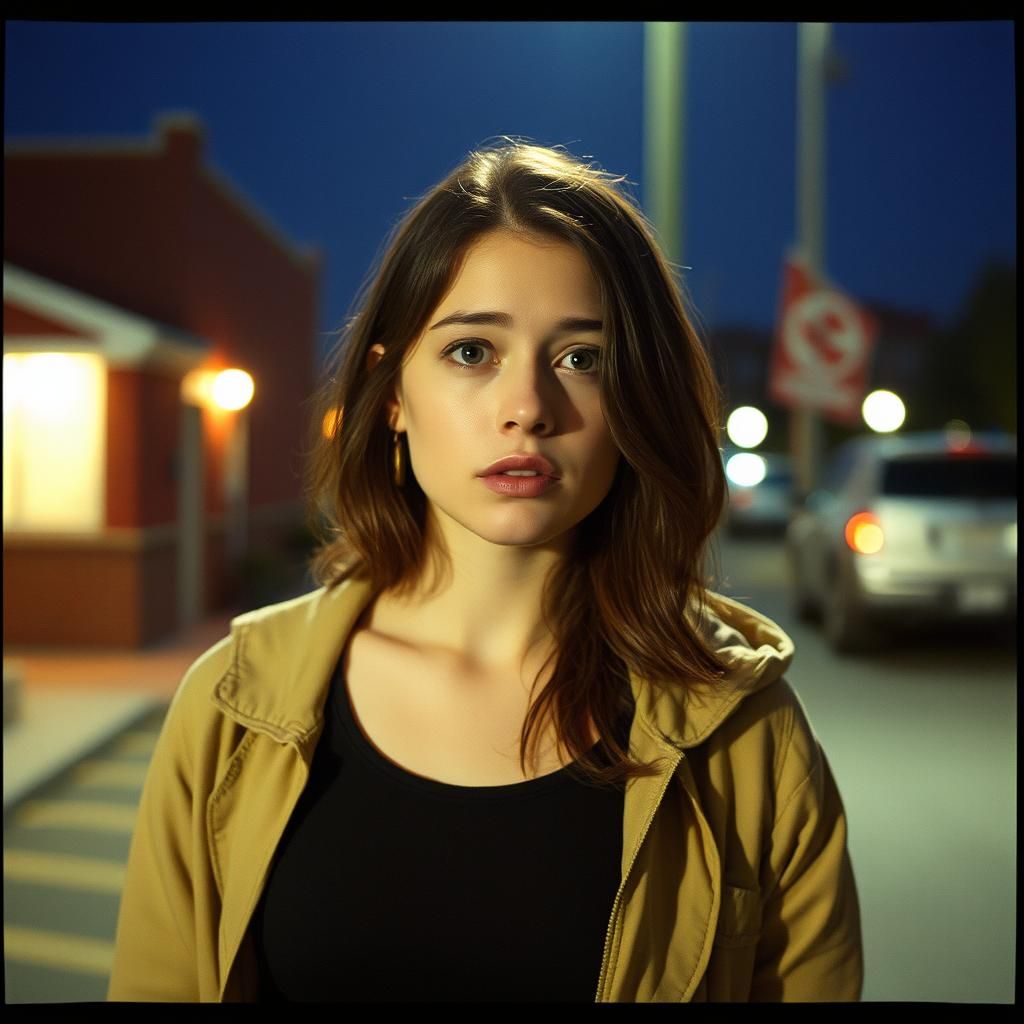 Cinematic Film Still of Woman Hiding