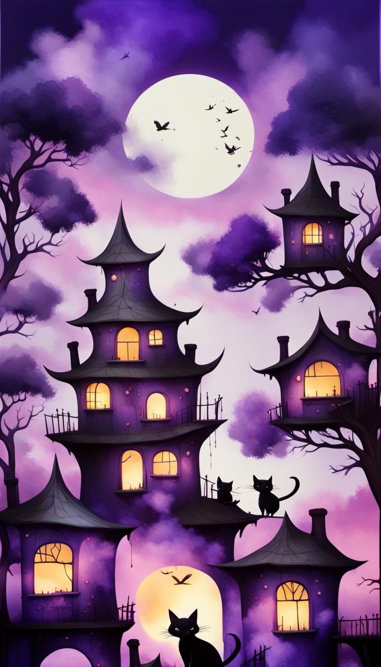 Fantastical Purple Background in Detailed Matte Style