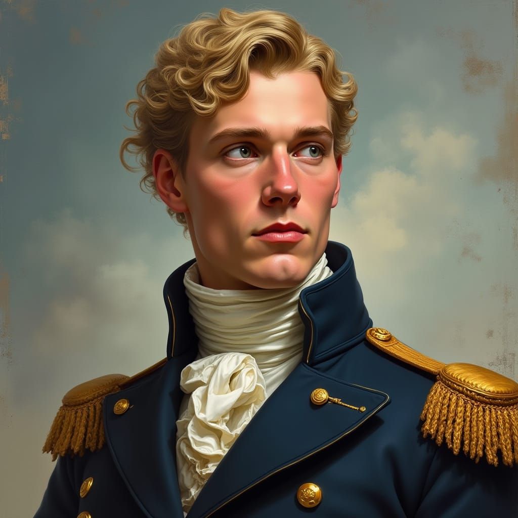 Handsome Royal Navy Midshipman, Hyperrealistic Portrait
