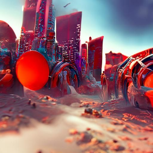 Fantastical City on Mars Concept Art in 8k