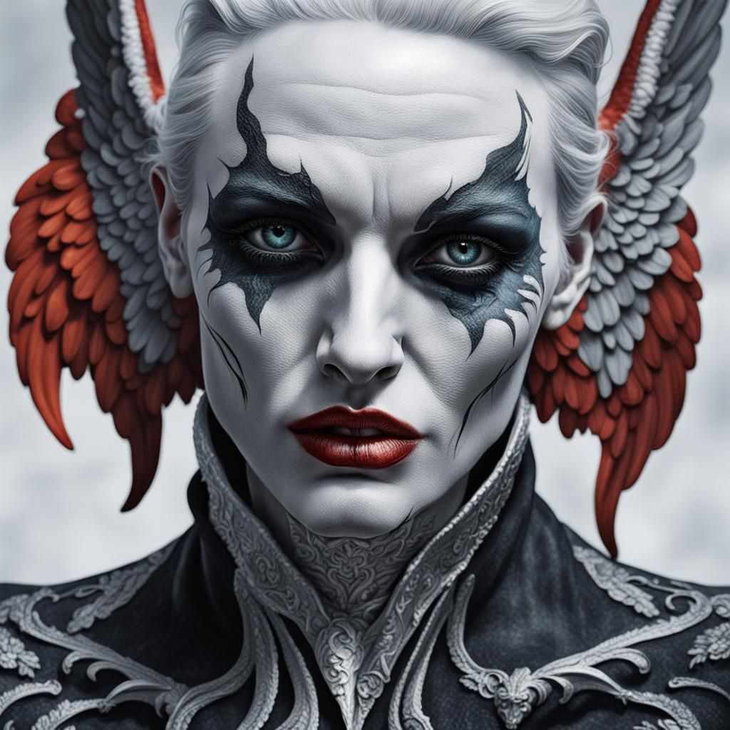 Fallen Angel Portrait: Hyperrealistic Close-up of Lucifer an...