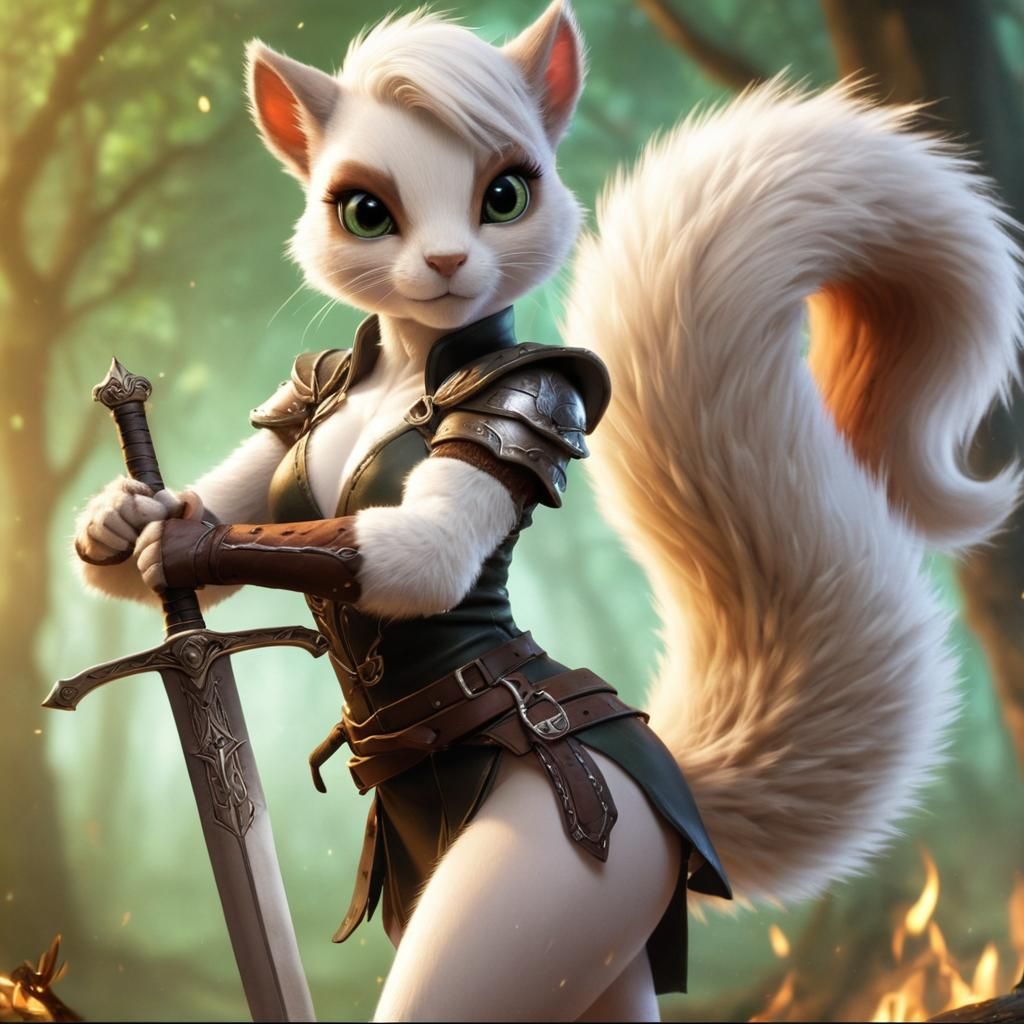 Squirrel Warrior Portrait in Furry Art Style