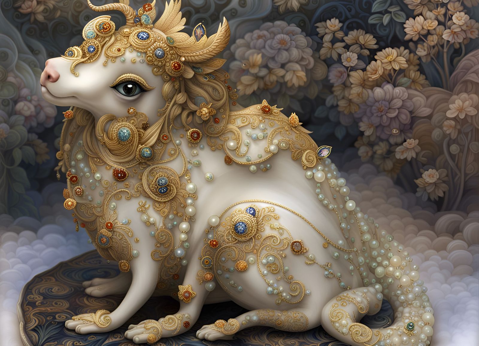 Glass Ceramic Animals in Fantastical Landscape