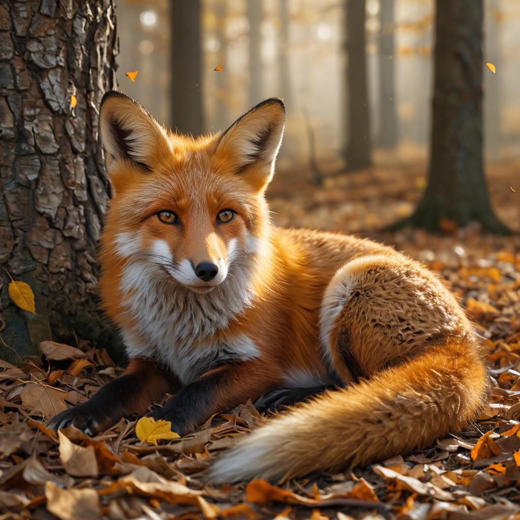 Fox in Autumn Forest: Wildlife Photography