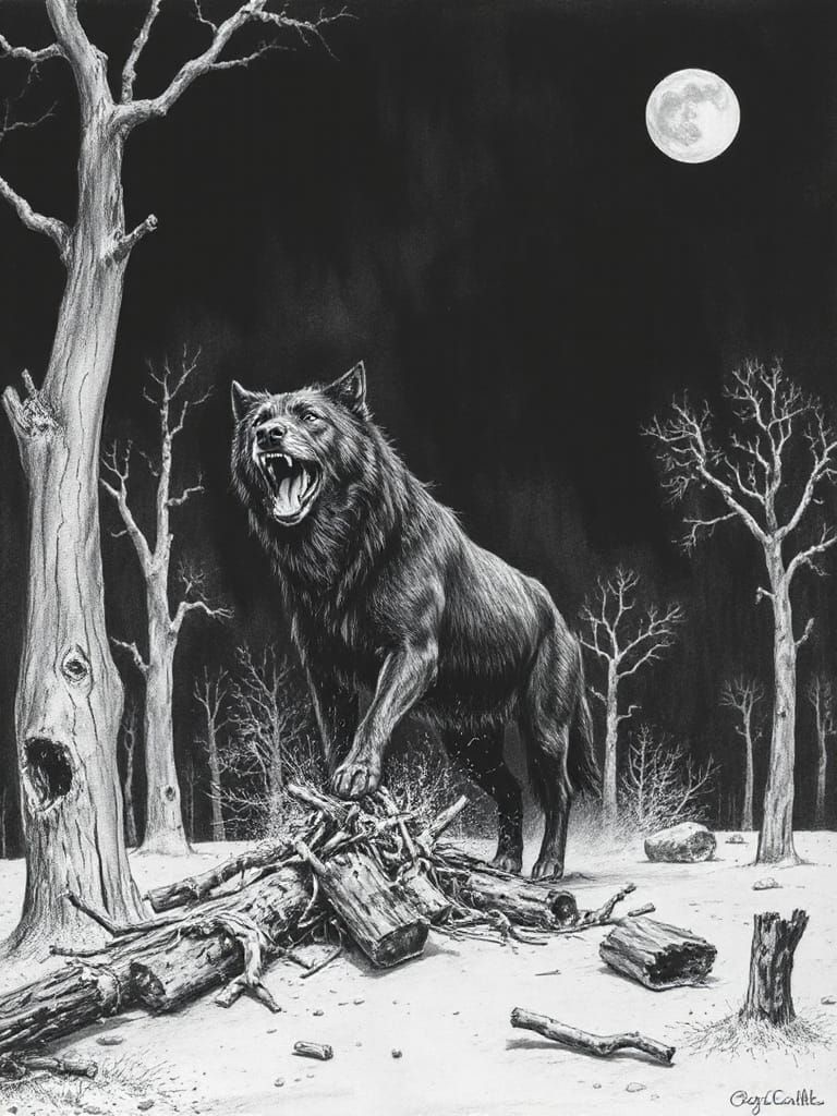 Mysterious Beast Unleashed in a Desolate Landscape