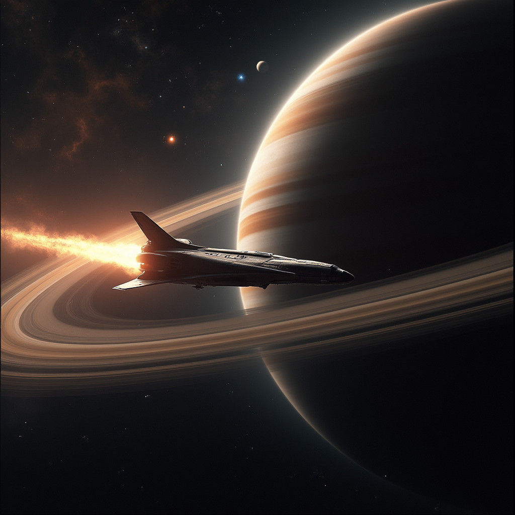 Space Shuttle Soaring Through Deep Space