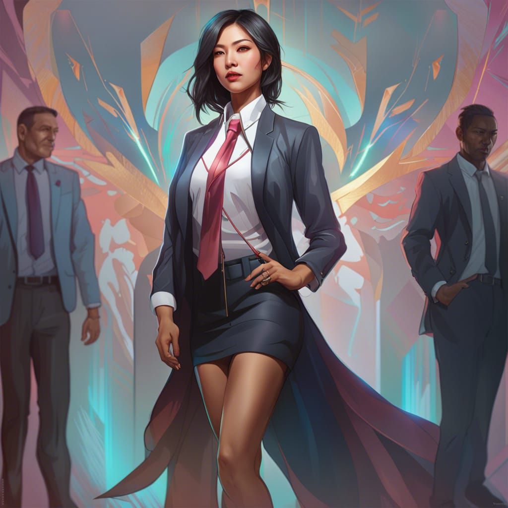 Asian Businesswoman Portrait in Hyperdetailed Style