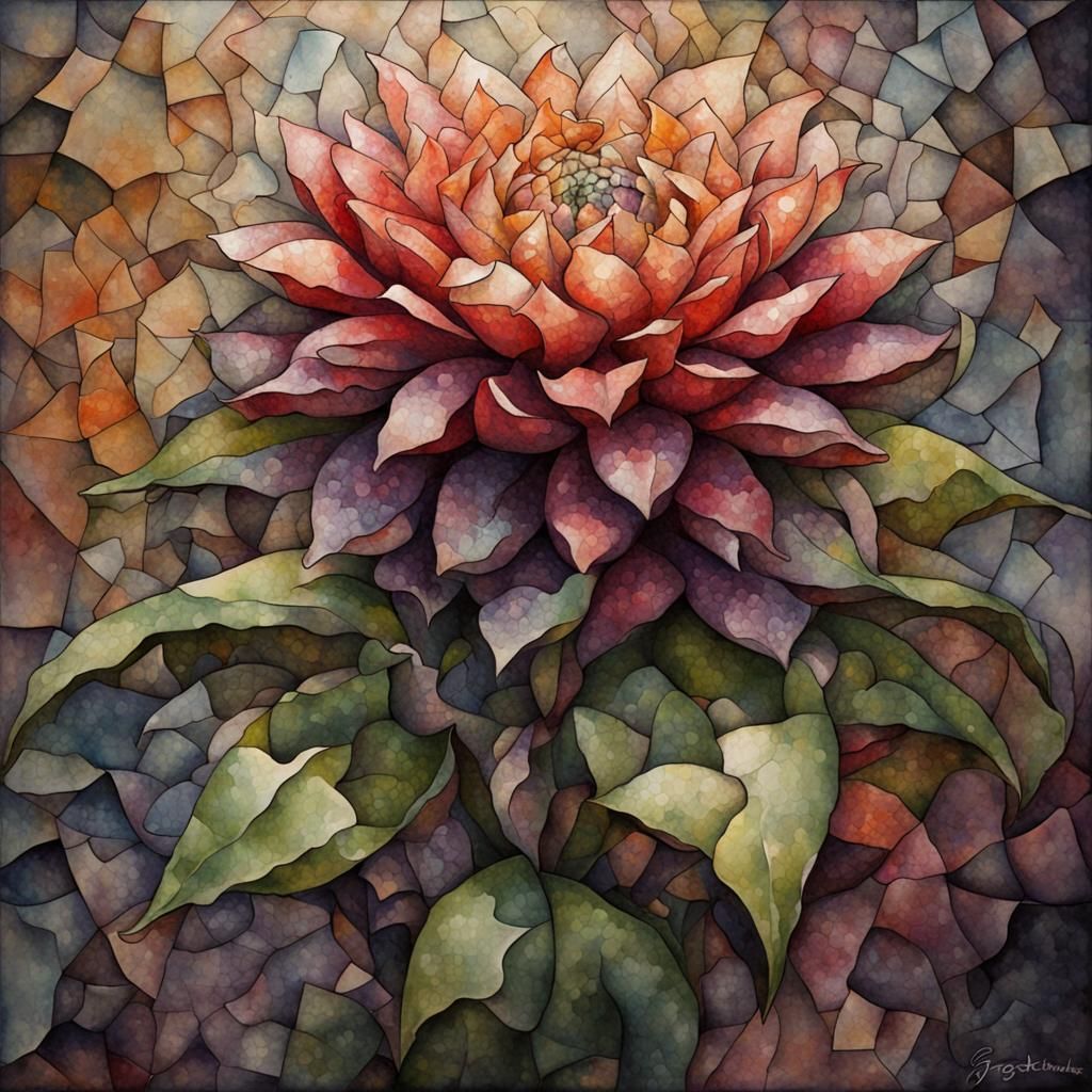 Dark Watercolor Floral Mosaic