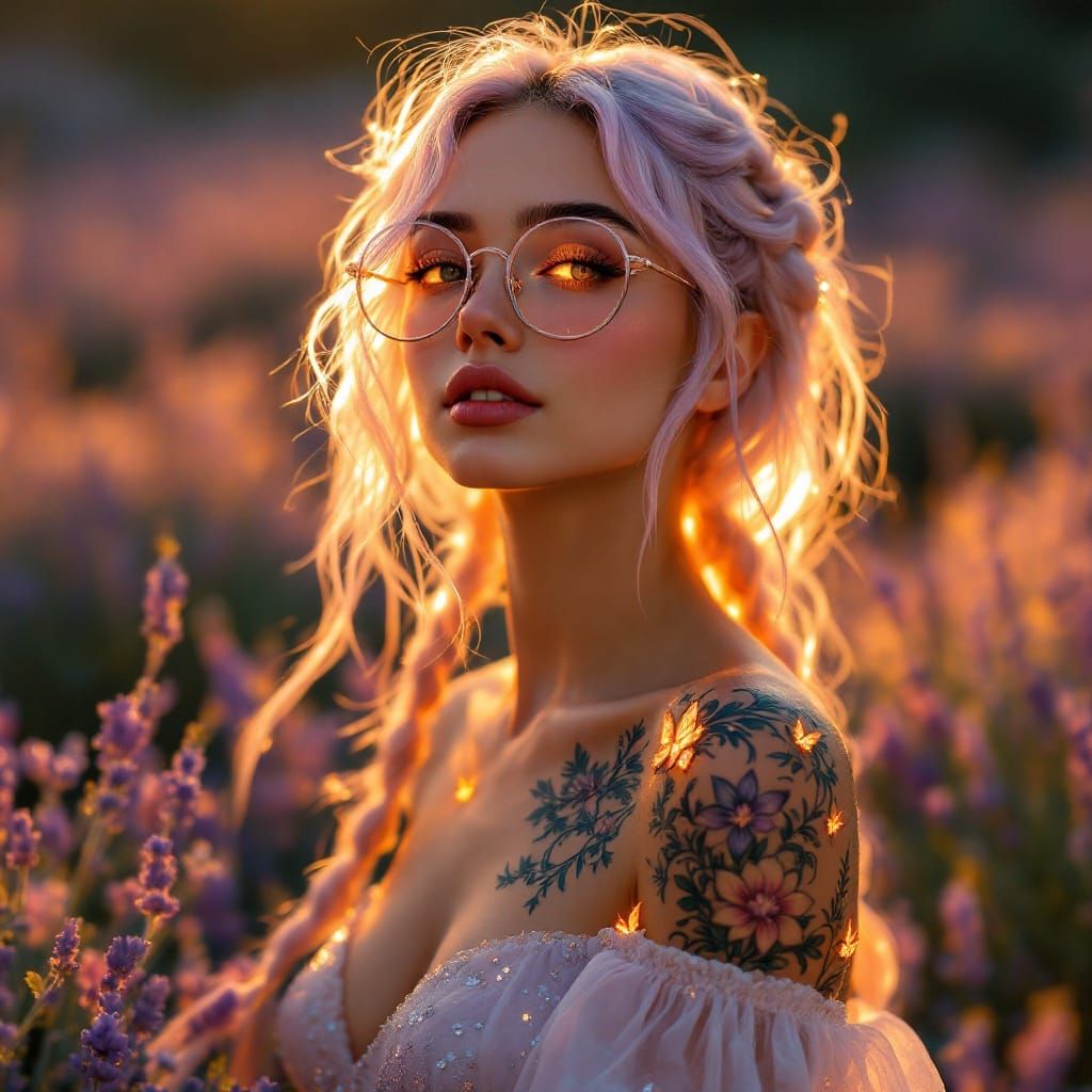 Dreamy Young Woman in Lavender Fields
