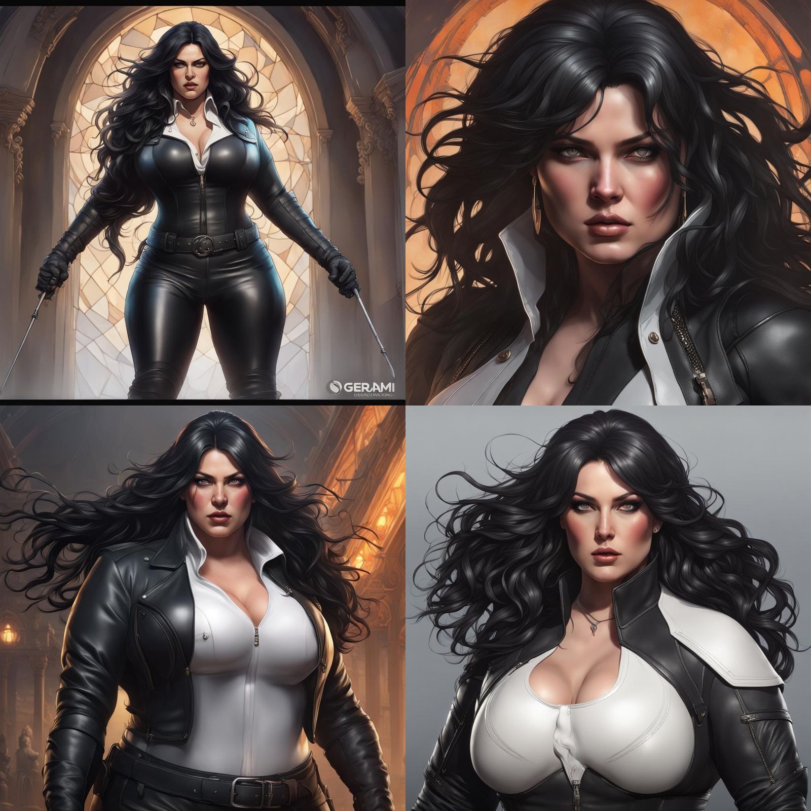Powerful Woman in Leather: Hyperdetailed Art Portrait