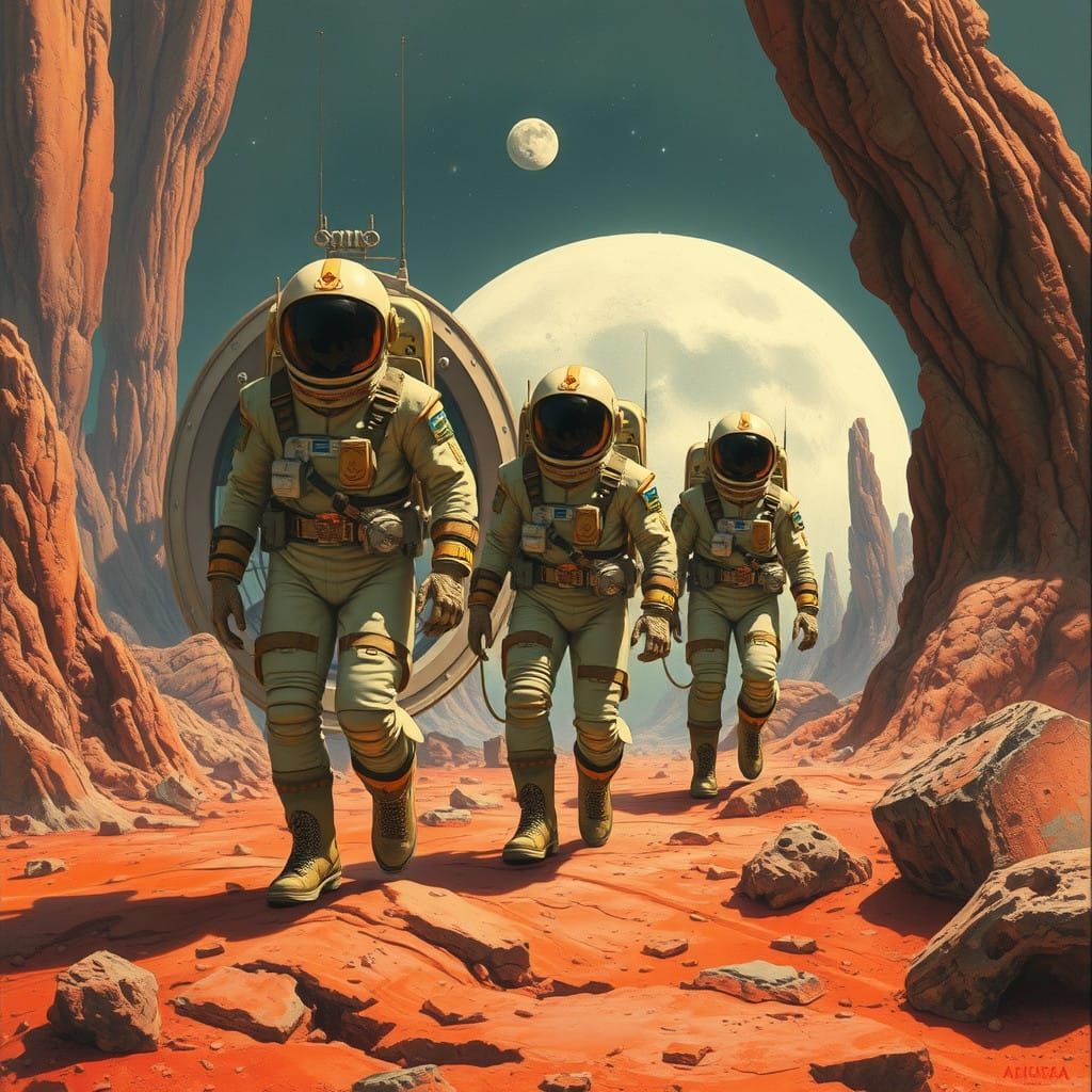 Alien Planet Explorers in Vintage Space Suits