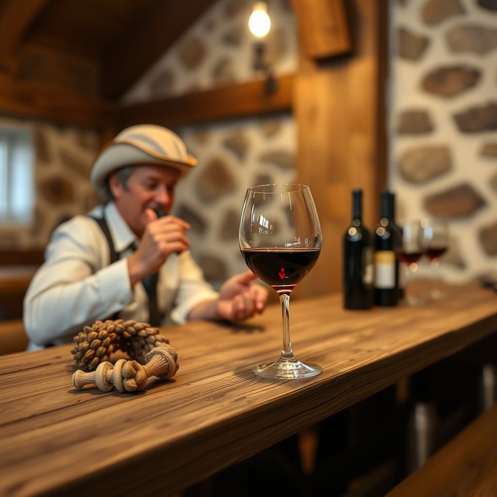 Winery Brick Building with Wine Glasses