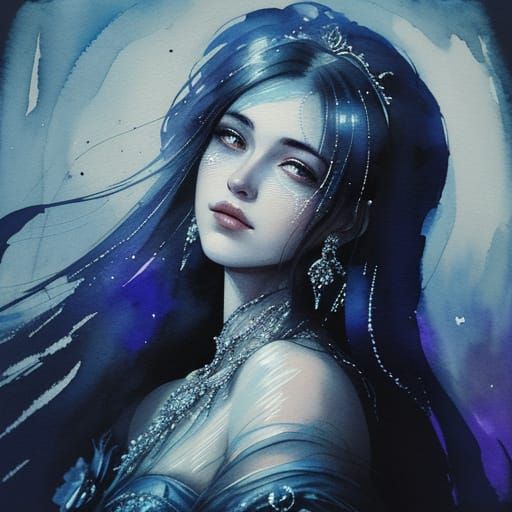 Princess Dreaming of Freedom Under Luminous Moon